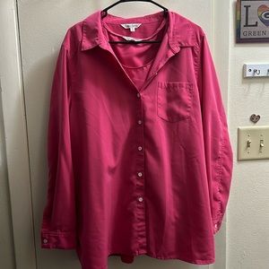TravelSmith pink two piece button down and undershirt.